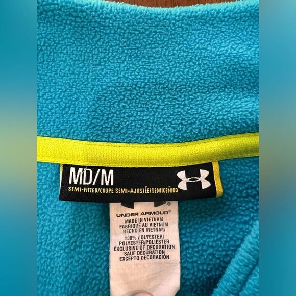 Under Armour Women’s Teal Blue 1/4 Zip Fleece Pullover Soft Warm Activewear M - Picture 5 of 6